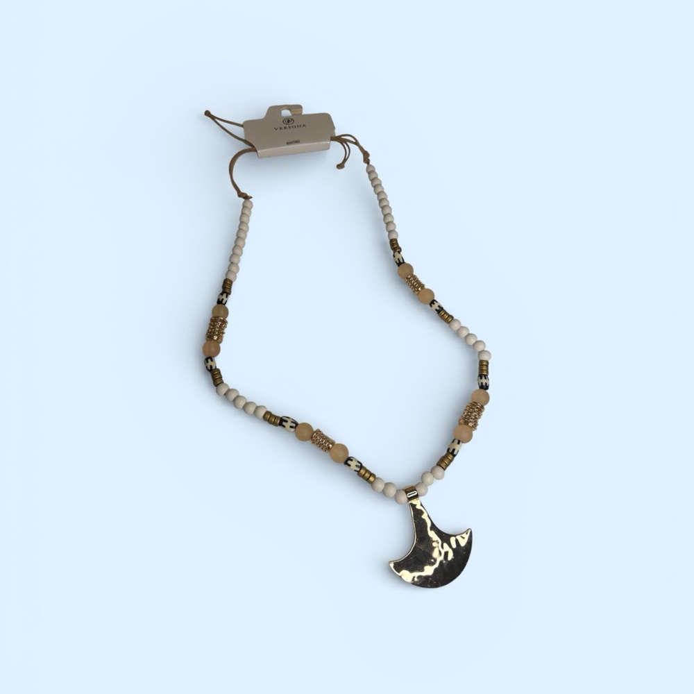 Gold and Cream Crescent Necklace